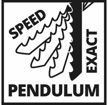 Simbol fierăstrău pendular pentru viteză și precizie