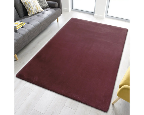 Covor dreptunghiular cu fibre lungi într-o cameră de zi cu canapea