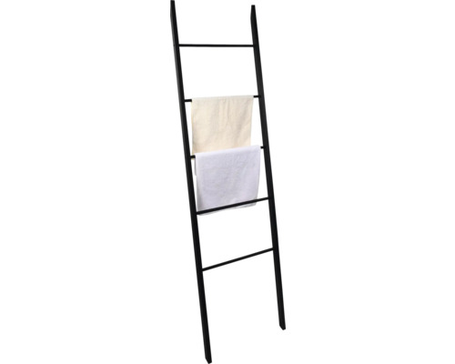 Scară neagră pentru prosoape cu două prosoape