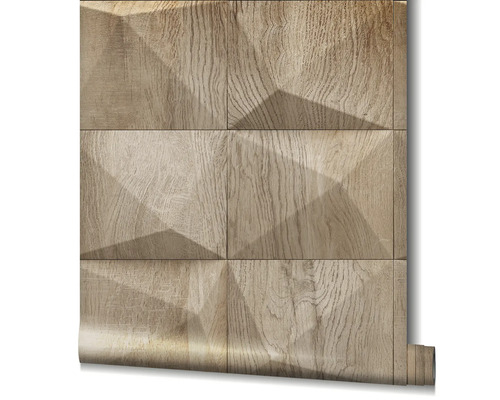 Rola de tapet cu model de lemn și design geometric