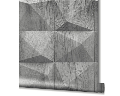 Rola de tapet cu textură de lemn și model geometric