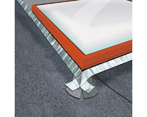 Imagine detaliată a unei ferestre de mansardă cu ramă de etanșare pe un acoperiș.