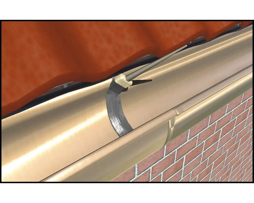 Canal de scurgere cu cârlig de jgheab pe o casă de cărămidă