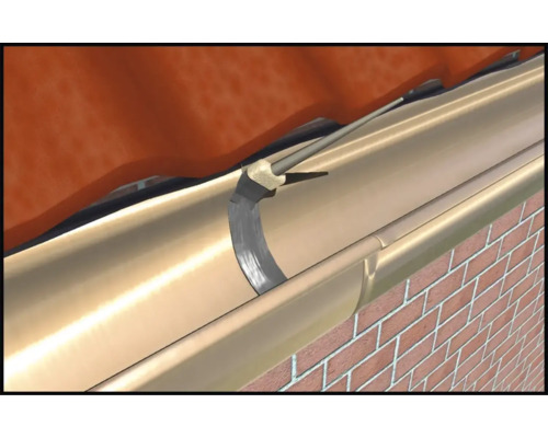 Canal de scurgere cu cârlig de jgheab fixat pe un acoperiș