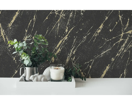 Decor decorativ de perete cu tapet de marmură în gri și auriu