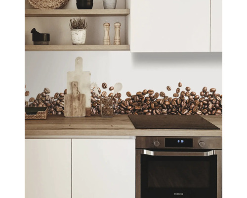 Bucătărie cu autocolant de perete boabe de cafea pe fundal alb