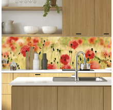 Scenă de bucătărie cu protecție de perete cu motiv de maci