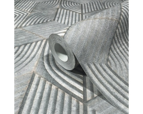 Rola tapetă gri cu model geometric