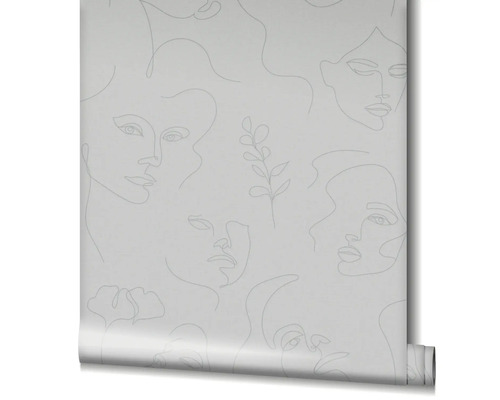 Rola de tapet cu fețe de femei și motive vegetale