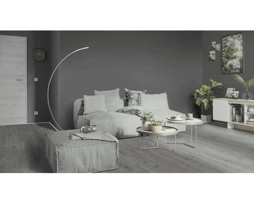 Cameră de zi cu canapea, masă și decorațiuni