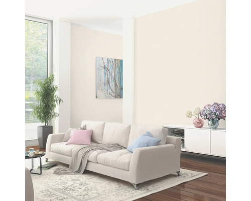 Living luminos cu canapea, covor, plantă de interior și operă de artă pentru idei de locuințe