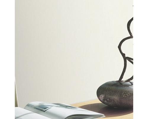 Perete deschis la culoare cu vază, ramuri și carte pe o masă.