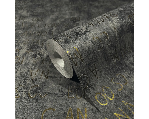 Rola de tapet gri cu model de litere