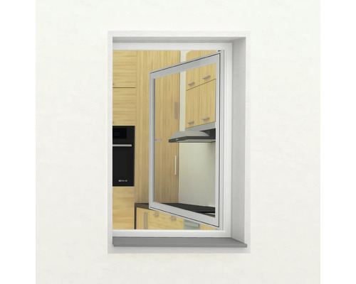 Fereastră basculantă cu vedere la o bucătărie