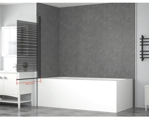 Baie cu cadă și paravan de cadă cu model cu dungi