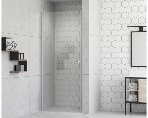 Ușă duș pentru nișă batantă form&style MODENA 100x195 cm profil crom sticlă transparentă