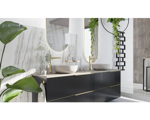 Baie cu dulap de bază pentru lavoar, lavoar așezat și oglindă