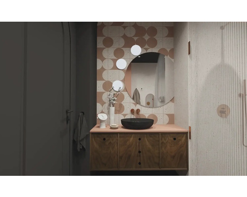 Baie cu dulap de bază pentru lavoar, lavoar așezat și oglindă