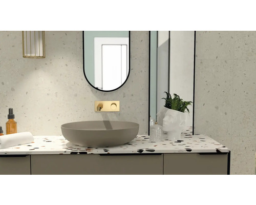 Dulap de baie cu oglindă, lavoar așezat și baterie