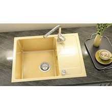 Chiuvetă bucătărie granixit cu o cuvă FAT Avangard 238 65x49 cm, cu picurător, reversibilă, Sandstone