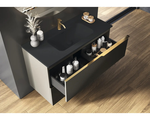 Dulap de baie cu sertare pentru depozitarea articolelor de toaletă.