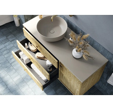 Mobilier de lavabo cu sertare, lavoar așezat și decorațiuni pentru baie