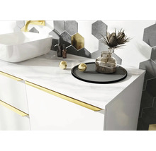 Dulap de baie cu lavoar, robinet, elemente decorative şi faianţă hexagonală