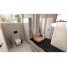 Baie cu toaletă, lavoar și oglindă pentru un design modern