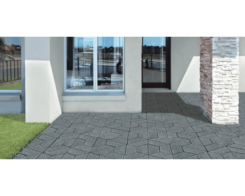 Exterior cu pavaj în fața fațadei casei