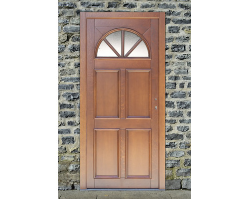 Ușă din lemn cu inserție de sticlă în luminatorul superior