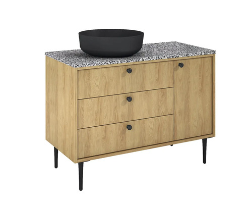 Dulap de lavoar cu trei sertare, o ușă și un bol de lavoar