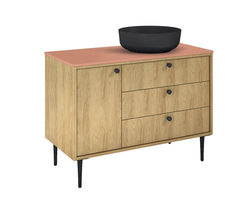 Dulap inferior de lavoar cu lavoar aplicat, o ușă și trei sertare