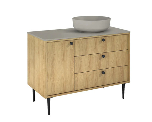 Dulap de lavoar cu lavoar așezat, trei sertare și o ușă