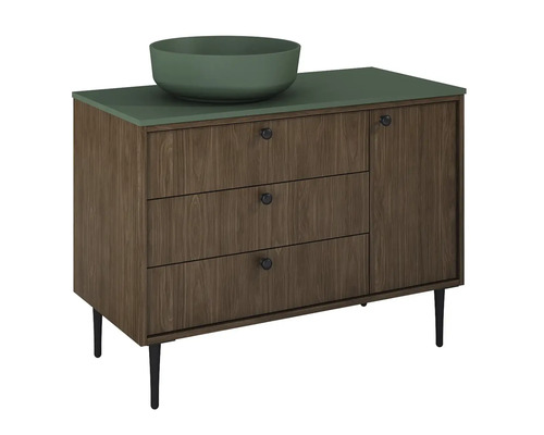 Dulap de bază pentru lavoar cu trei sertare, o ușă și o chiuvetă aplicată