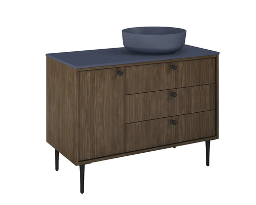 Dulap de bază pentru lavoar cu lavoar, ușă și trei sertare