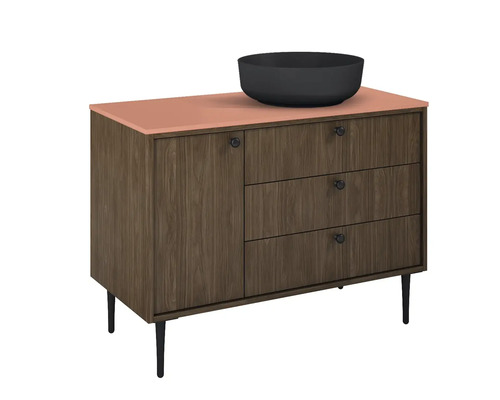 Dulap de bază pentru lavoar cu trei sertare, o ușă și un lavoar aplicat