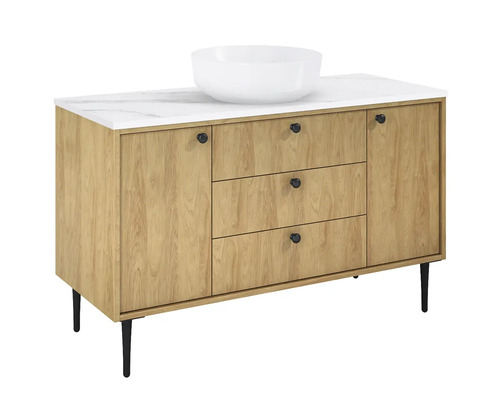 Mobilier de lavoar cu sertare, uși și lavoar așezat