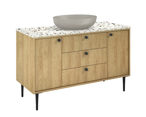 Dulap de bază pentru lavoar cu lavoar, o ușă și trei sertare