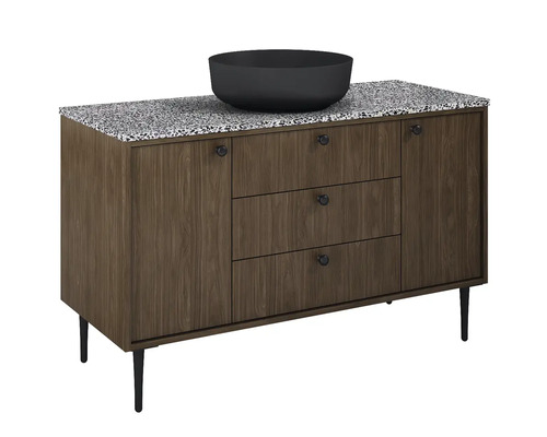 Dulap de bază pentru lavoar cu trei sertare, o ușă și lavoar așezat pe blat