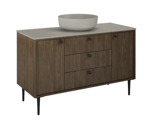 Dulap inferior lavoar cu lavoar așezat, două uși și trei sertare