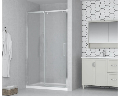 Ușă duș pentru nișă glisantă stânga form&style MODENA 120x195 cm profil crom sticlă transparentă