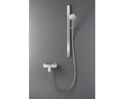 Set bară de duș cu duș de mână și mixer termostatic pentru montare pe perete