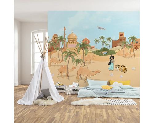 Cameră pentru copii cu tapet deșertic, tipi și pat