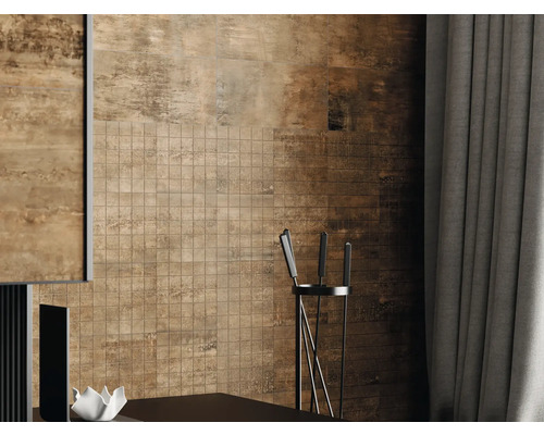 Decor de perete cu plăci pătrate și dreptunghiulare cu design rustic