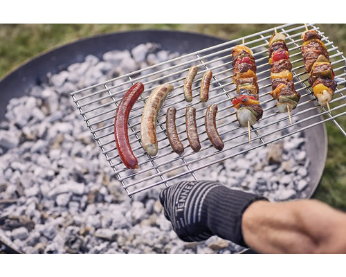 Alimente la grătar pe un grătar deasupra cărbunelui, inclusiv cârnați și frigărui șașlîk.