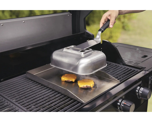 Grătar pe gaz cu placă din oțel inoxidabil și clopot pentru burgeri pentru grătarul burgerilor