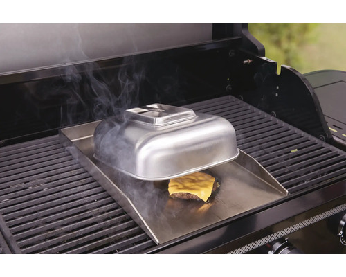 Grătar cu plită, burger, brânză și capac