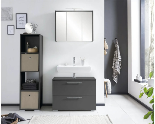 Baie cu dulap inferior pentru lavoar, dulap cu oglindă și raft