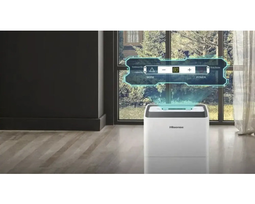 Dezumidificator Hisense în cameră cu afișaj digital