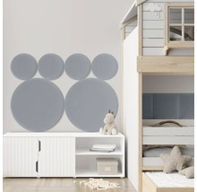 Panou decorativ tapițat Riviera rotund gri-albastru Ø 30 cm, aspect de catifea